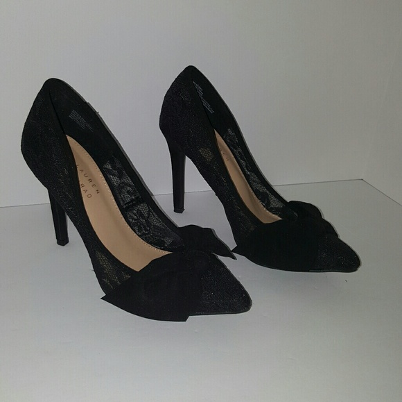 Lauren Conrad Black Lace Pumps Heels size 6.5 EUC - Picture 4 of 8
